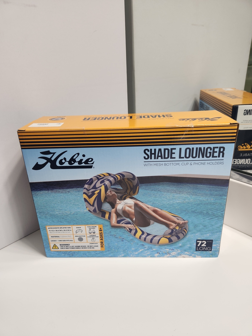 Hobie Shade Lounger 72" long Inflatable Pool Float - Blue, Yellow, White - Picture 3 of 4